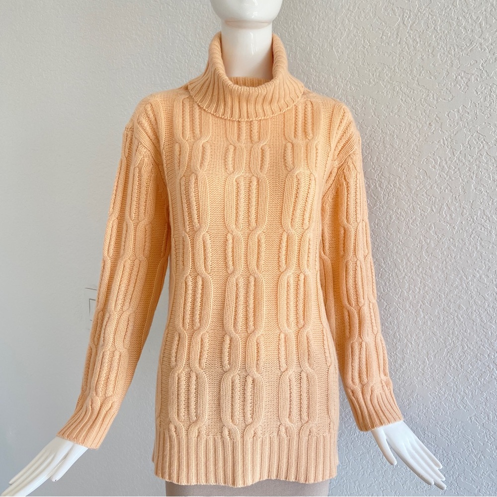 Magaschoni peach cable knit turtleneck cashmere Sweater